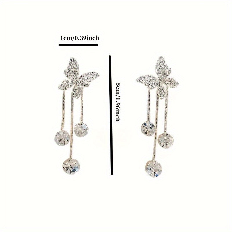 3 Pairs of Exquisite Butterfly Designs with Shiny Zircon Pendant Earrings Alloy-plated Jewelry Lovely Style Wedding Accessories. MyFave Boutique