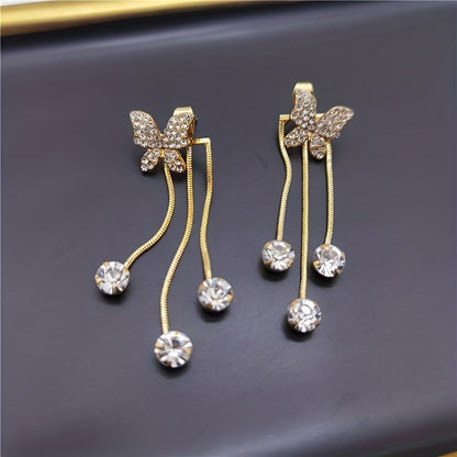 3 Pairs of Exquisite Butterfly Designs with Shiny Zircon Pendant Earrings Alloy-plated Jewelry Lovely Style Wedding Accessories. MyFave Boutique