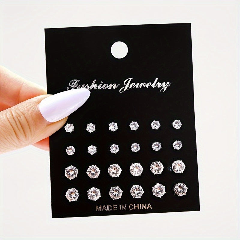 12/24/36 Pairs Sparkling Zirconia Stud Earrings for Women - Timeless Classic Ear Jewelry for Daily Decor, Elegant Accessories, and Versatile Style Options - Perfect for Any Occasion, Gift Giving, and Personalized Collections MyFave Boutique