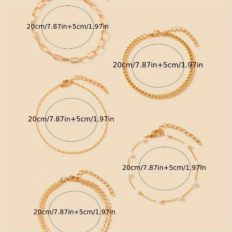 5-Piece Luxurious Copper Anklet Set - Elevate Your Style with Simple Elegance, Versatility, and Durability for Daily and Vacation Wear - Perfect Fashion Accessory for Women MyFave Boutique