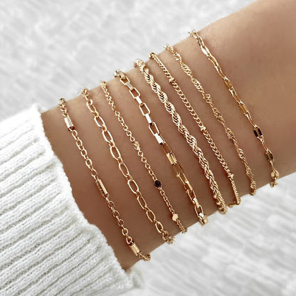 8pcs Dainty Chic Minimalist Thin Chain Bracelet Set - Elevate Your Style with Delicate Hand Chains for Everyday Wear, Mix-and-Match Jewelry Decoration, and Effortless Accessorizing MyFave Boutique