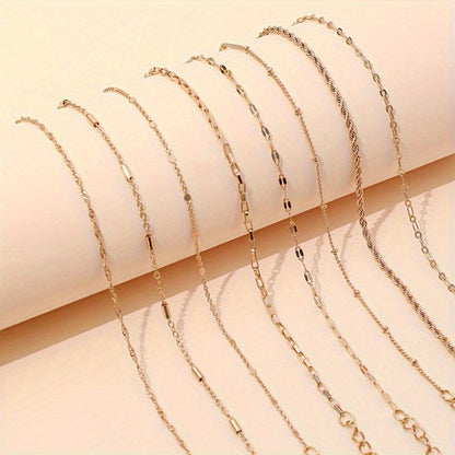 8pcs Dainty Chic Minimalist Thin Chain Bracelet Set - Elevate Your Style with Delicate Hand Chains for Everyday Wear, Mix-and-Match Jewelry Decoration, and Effortless Accessorizing MyFave Boutique