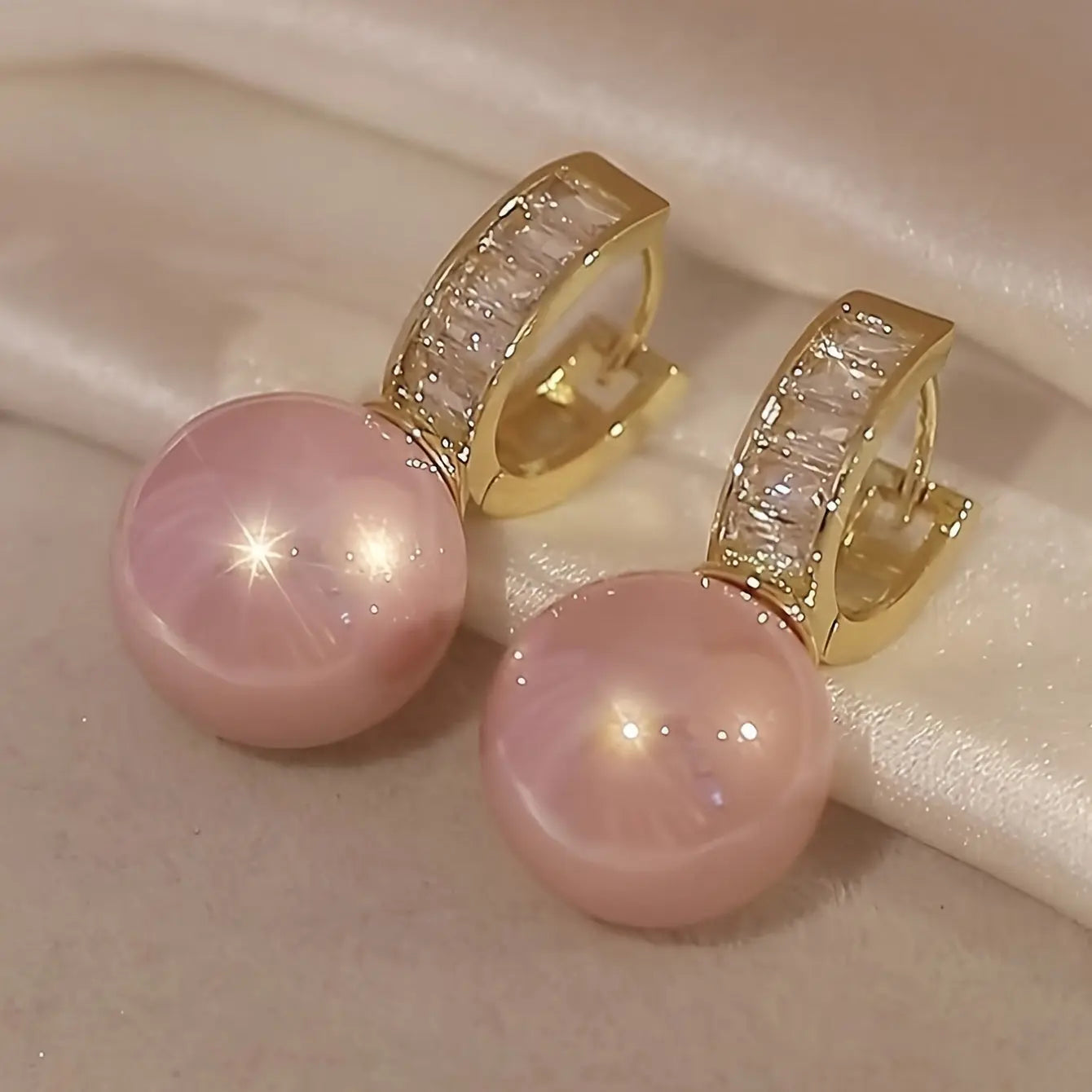 Elegant Pink Pearl Hoop Earrings - Stylish Zinc Alloy Jewelry for Women's Party and Dating Outfits MyFave Boutique