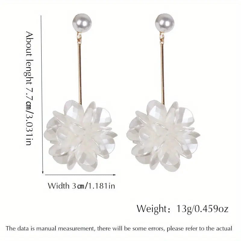 Elegant Faux Pearl Flower Dangle Earrings - 925 Silvery Post, Perfect for Daily Wear & Gifts MyFave Boutique