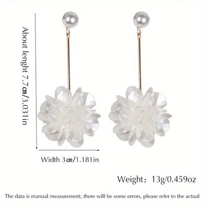 Elegant Faux Pearl Flower Dangle Earrings - 925 Silvery Post, Perfect for Daily Wear & Gifts MyFave Boutique