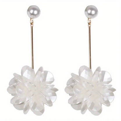 Elegant Faux Pearl Flower Dangle Earrings - 925 Silvery Post, Perfect for Daily Wear & Gifts MyFave Boutique