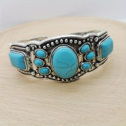 1pcs/Retro Bohemian Natural Turquoise Cuff Bracelet Ethnic-style Holiday Leisure Travel Accessories for Women Bohemian Exquisite Accessories MyFave Boutique