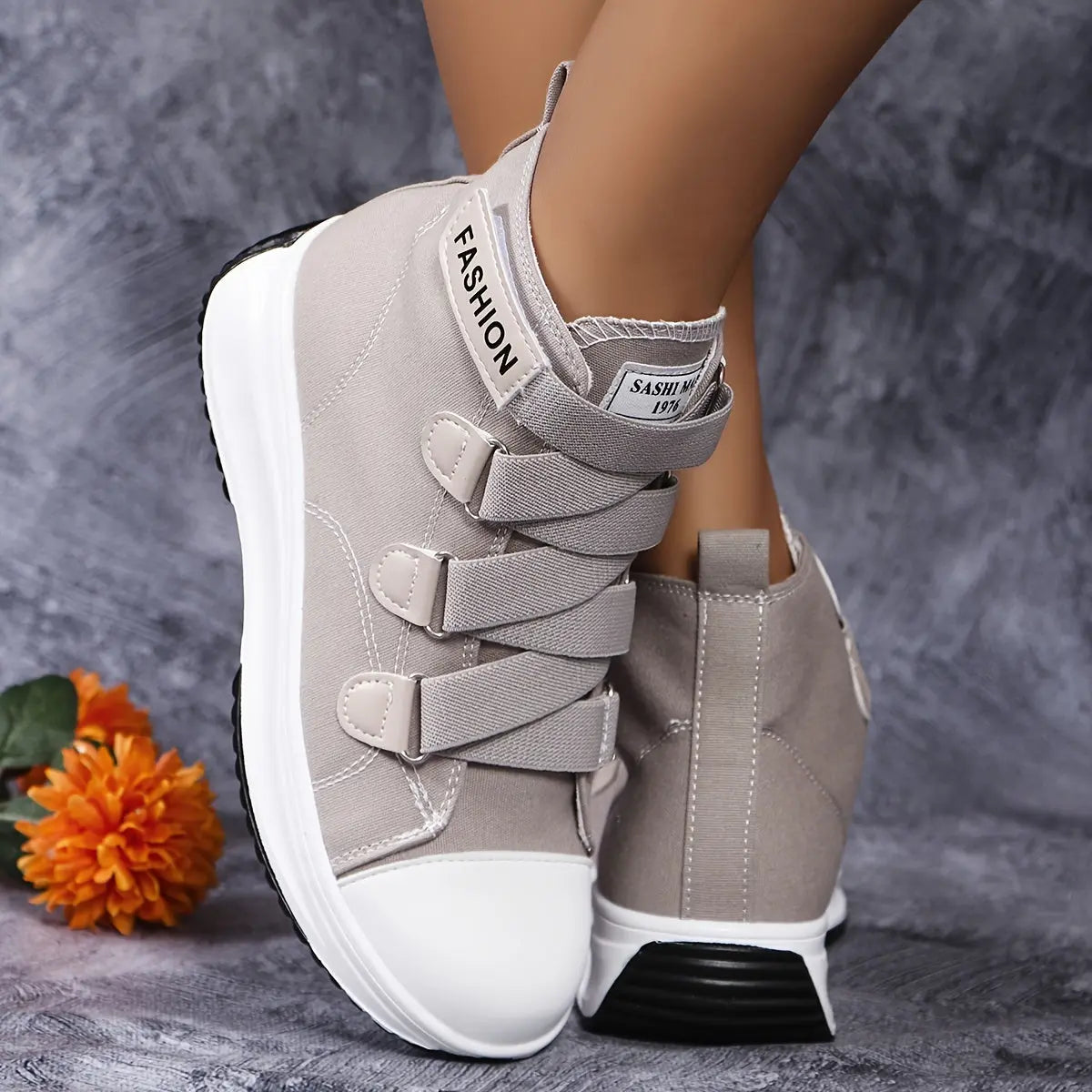 Women's Trendy High-Top Sneakers, Soft Sole Versatile Casual Sports Shoes, Platform Canvas Stylish Boot Sneakers MyFave Boutique