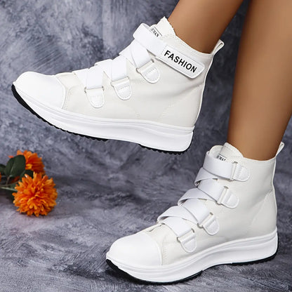 Women's Trendy High-Top Sneakers, Soft Sole Versatile Casual Sports Shoes, Platform Canvas Stylish Boot Sneakers MyFave Boutique