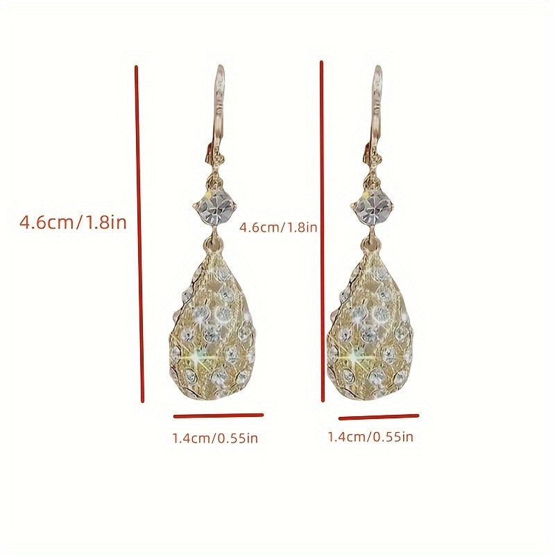 1 Pair Dazzling Sparkling Rhinestone Hollow Drop Earrings - Exquisite Copper Jewelry with Artificial Crystal Mosaic, Elegant Party Accessory for Girls, Fashion Statement Piece to Steal the Show MyFave Boutique