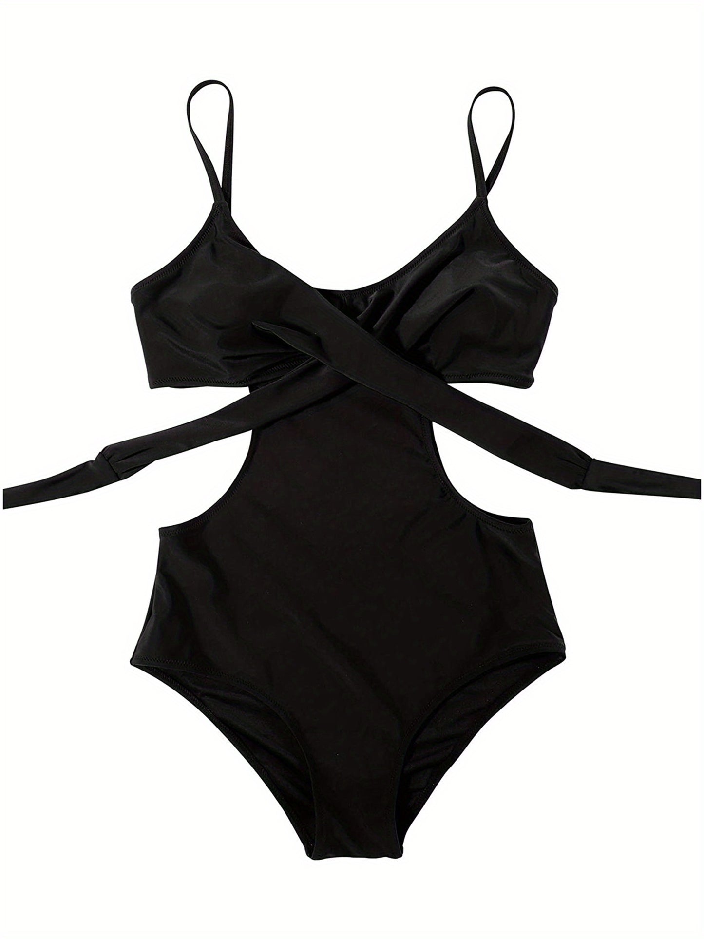 One-piece Sling Swimsuit, Low V-neck Hollowed Waist Triangle Slim Swimwear For Beach And Swimming MyFave Boutique