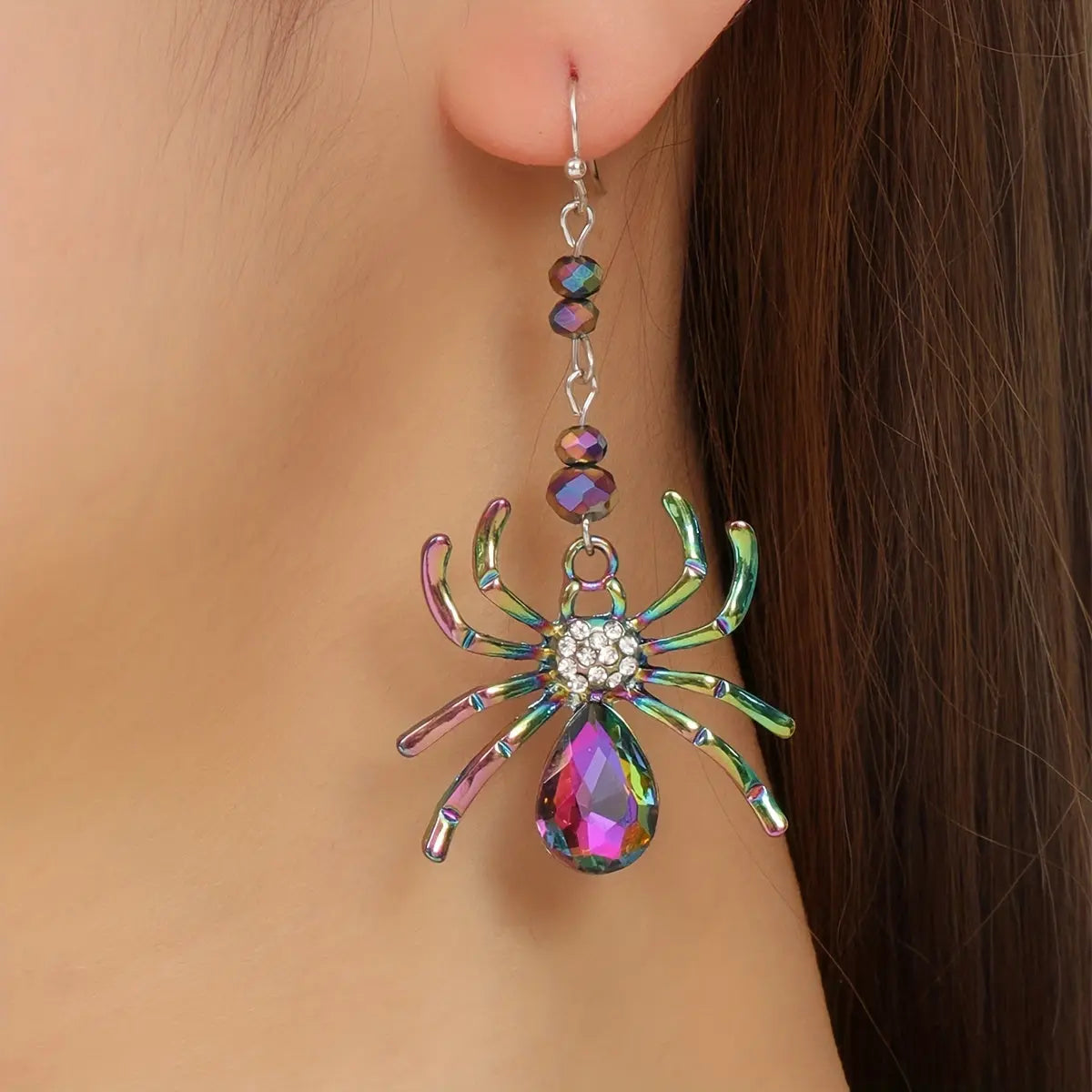 Festive Halloween Rhinestone Spider Drop Earrings – Chic, Cute Alloy Accessory for Her MyFave Boutique