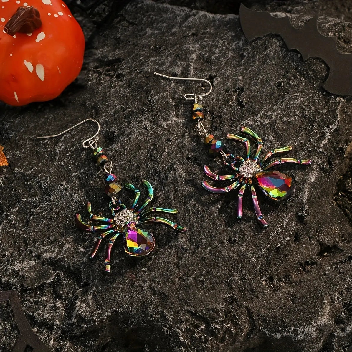 Festive Halloween Rhinestone Spider Drop Earrings – Chic, Cute Alloy Accessory for Her MyFave Boutique