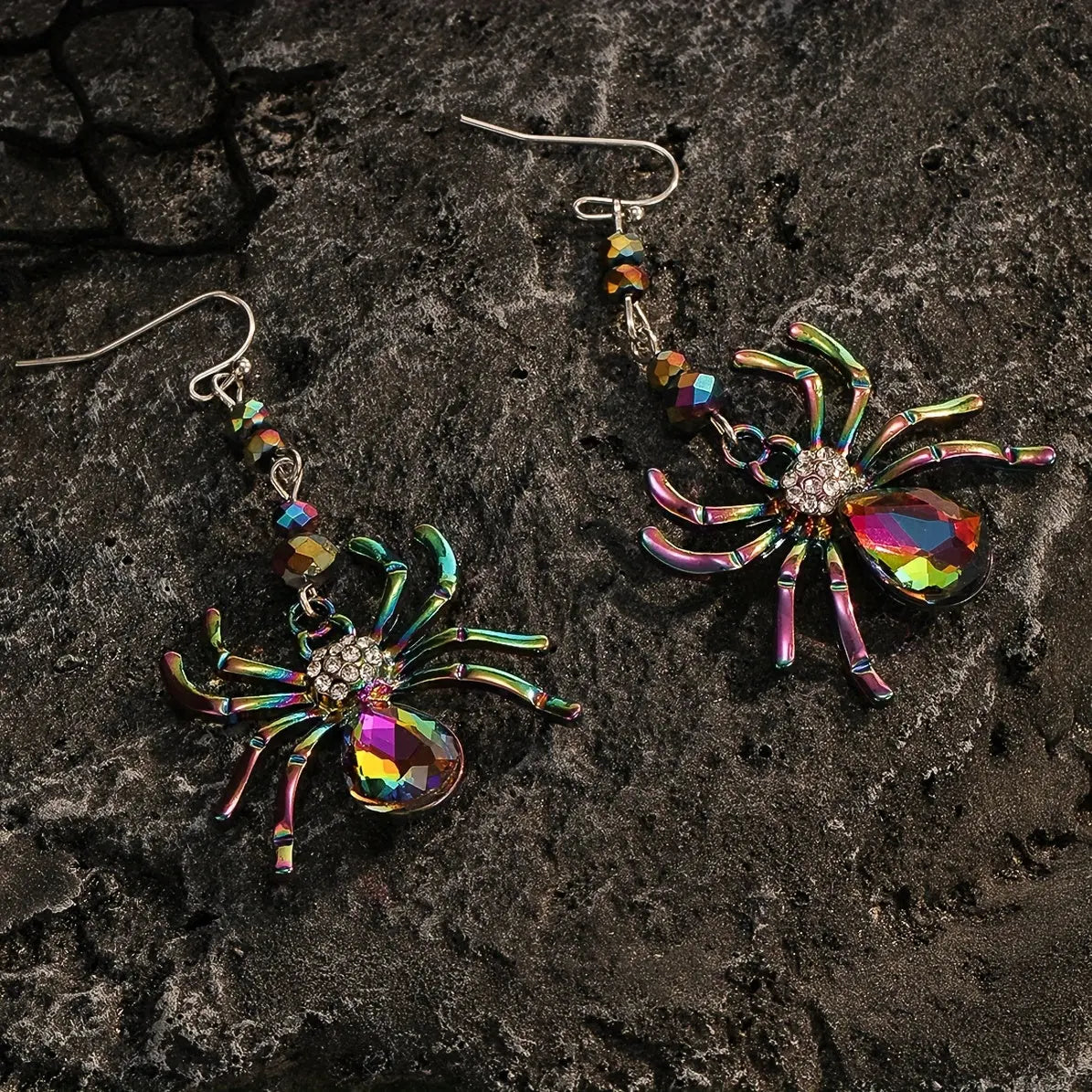 Festive Halloween Rhinestone Spider Drop Earrings – Chic, Cute Alloy Accessory for Her MyFave Boutique