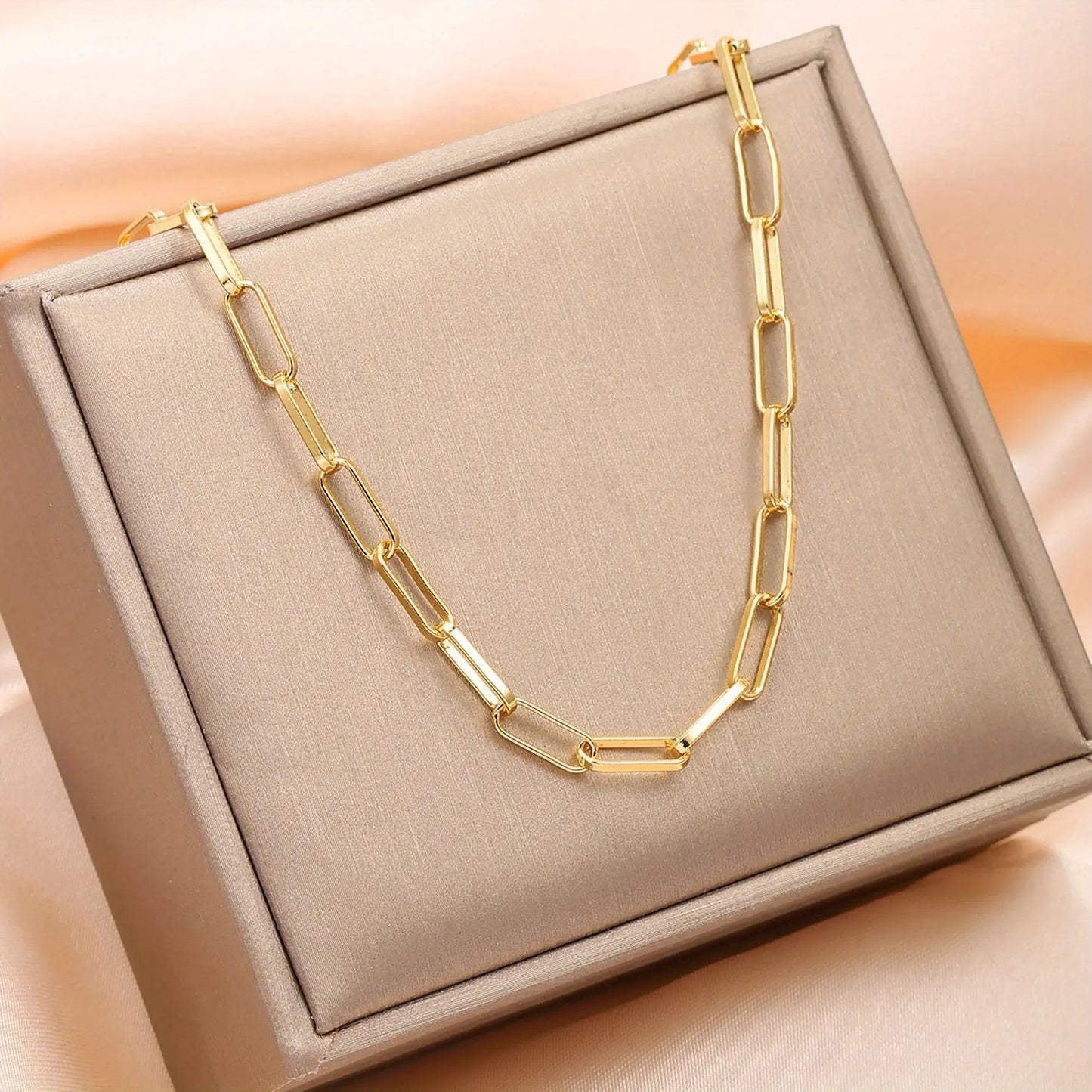 A golden OT buckle retro hip-hop geometric casual versatile 18K gold-plated clavicle chain. MyFave Boutique