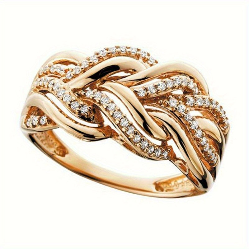 1Pc Twisted Hollow Pave Setting Ring Fashion Ladies Engagement Proposal Romantic Gift MyFave Boutique