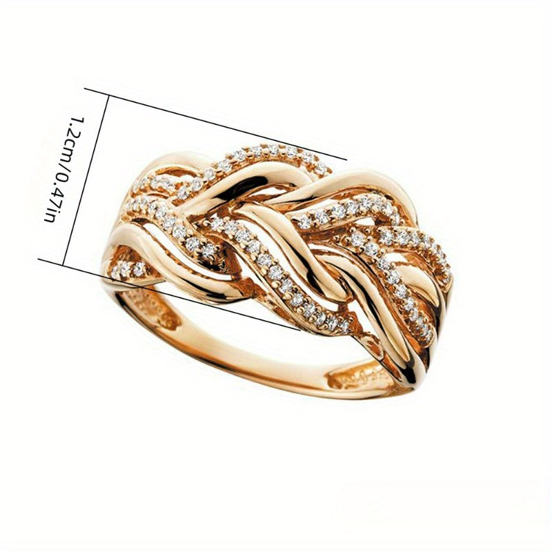 1Pc Twisted Hollow Pave Setting Ring Fashion Ladies Engagement Proposal Romantic Gift MyFave Boutique