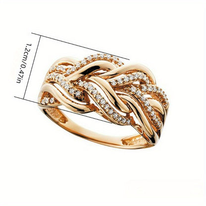 1Pc Twisted Hollow Pave Setting Ring Fashion Ladies Engagement Proposal Romantic Gift MyFave Boutique