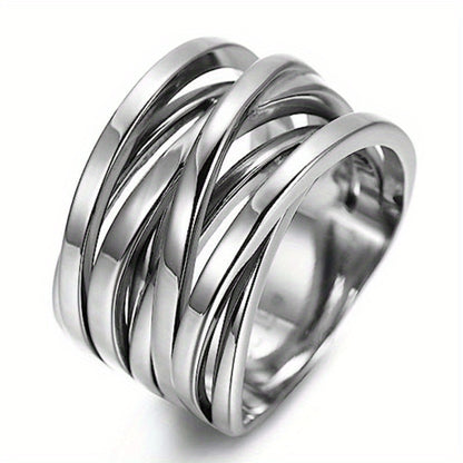 1 Pc Women Fashion Rings Chic Multilayer Intertwisted Design Wide for Women Daily Casual Party Fashion Rings Jewelry MyFave Boutique