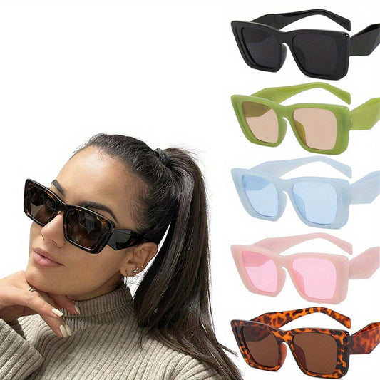 5pcs/set Fashionable And Personalized Square Glasses, Classic Retro Glasses, Unisex Trend, Minimalist Jelly Colored Glasses MyFave Boutique