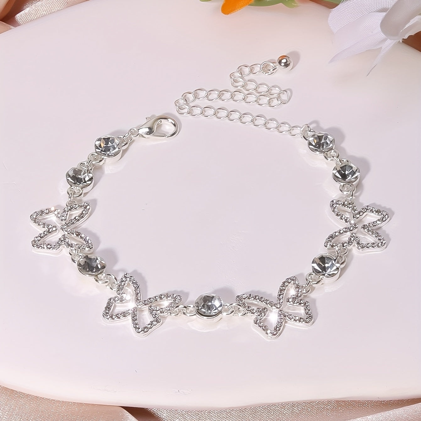 bulingbuling Shiny Elegant Butterfly Anklet with Rhinestones – Versatile Luxury Accessory Ideal for Gifts & Everyday Wear Adjustable Wedding Bracelet Jewelry MyFave Boutique