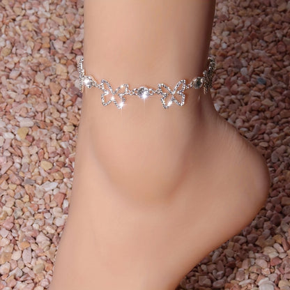 bulingbuling Shiny Elegant Butterfly Anklet with Rhinestones – Versatile Luxury Accessory Ideal for Gifts & Everyday Wear Adjustable Wedding Bracelet Jewelry MyFave Boutique