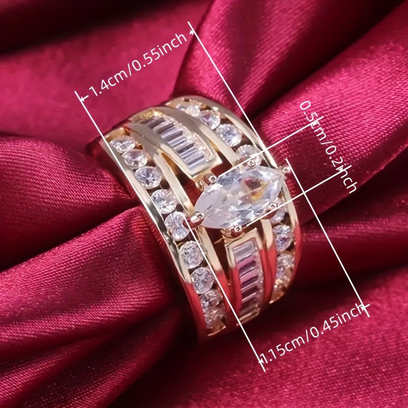 1 Pc Women Anniversary Ring Fashion Beautifully Inlay Wide Engagement Ring Women Wedding Banquet Luxury Jewelry Gift MyFave Boutique