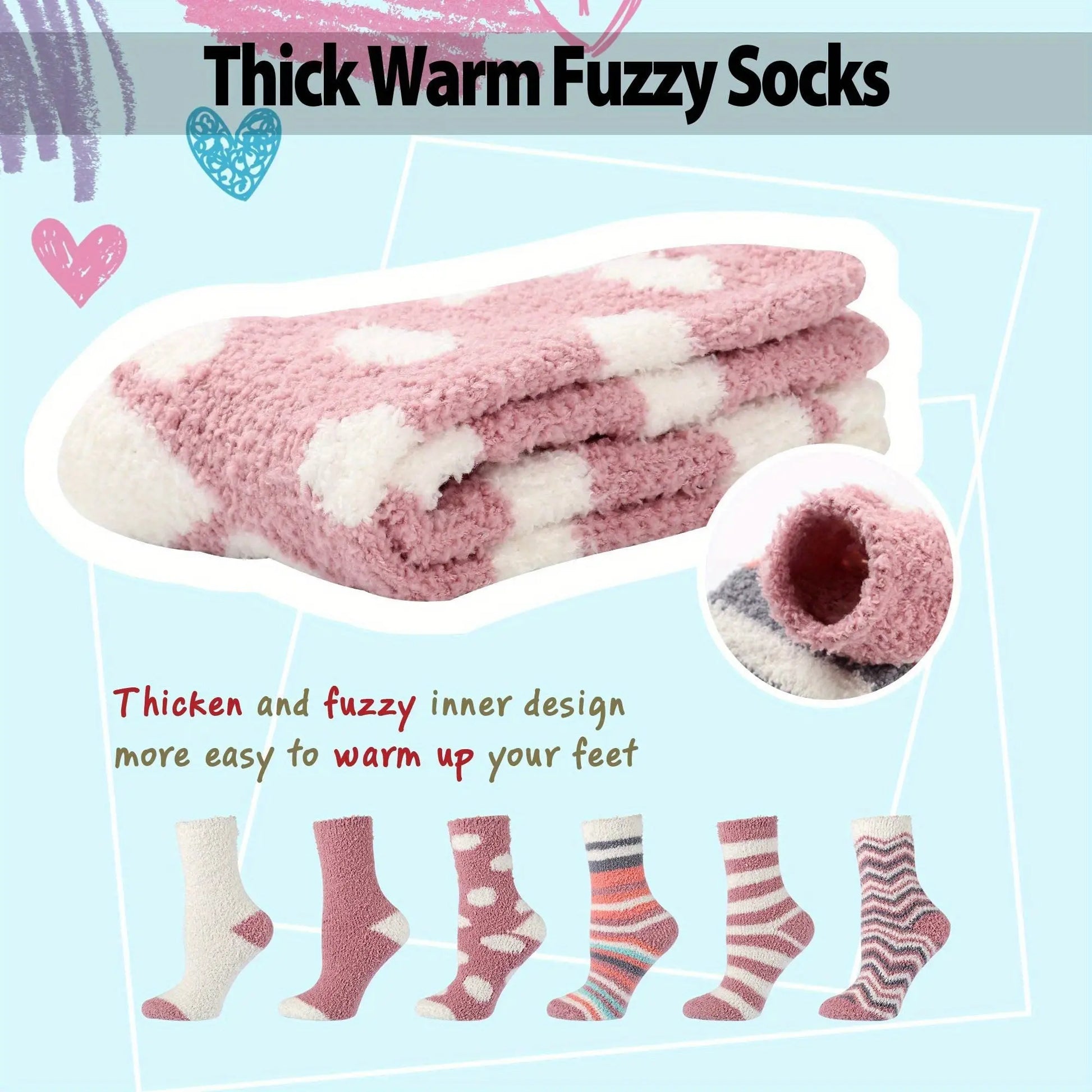 Women's Thermal Socks With Stripe Pattern, Soft And Cozy, Breathable, Suitable For All Seasons MyFave Boutique