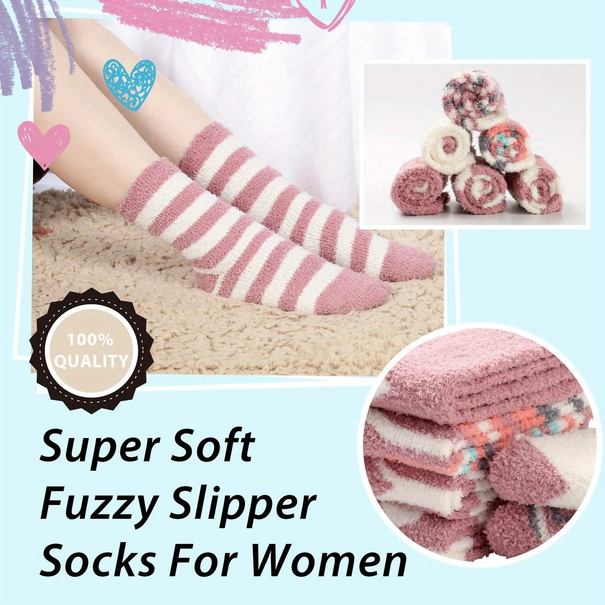 Women's Thermal Socks With Stripe Pattern, Soft And Cozy, Breathable, Suitable For All Seasons MyFave Boutique