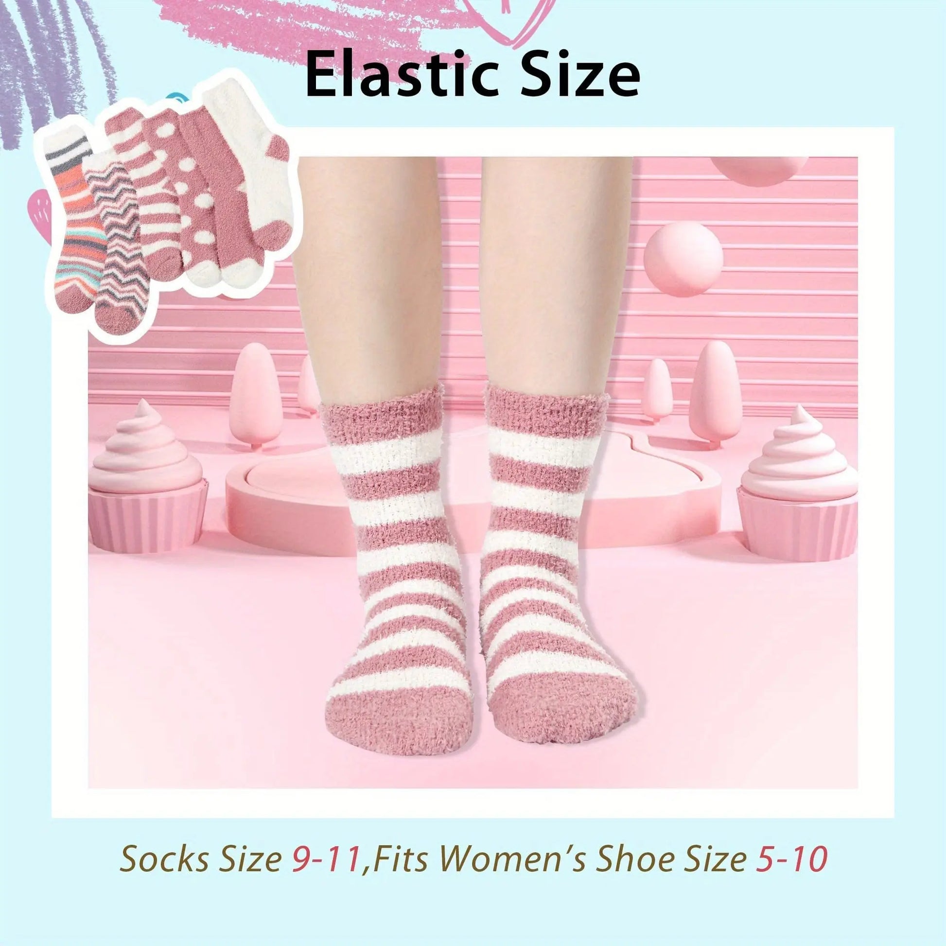 Women's Thermal Socks With Stripe Pattern, Soft And Cozy, Breathable, Suitable For All Seasons MyFave Boutique