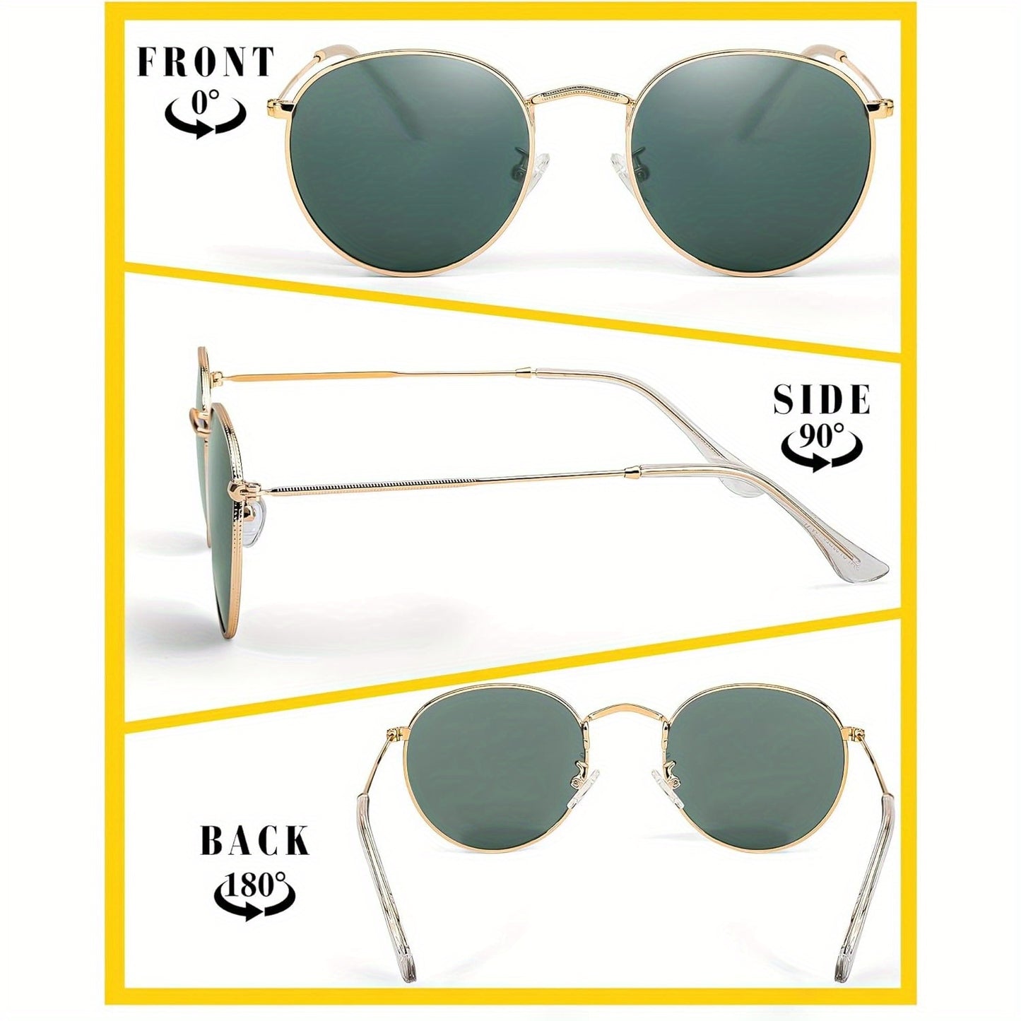 Small Polarized Sunglasses for Women Men Retro Round Sun Glasses for Narrow Face UV400 Protection Metal Frame MyFave Boutique