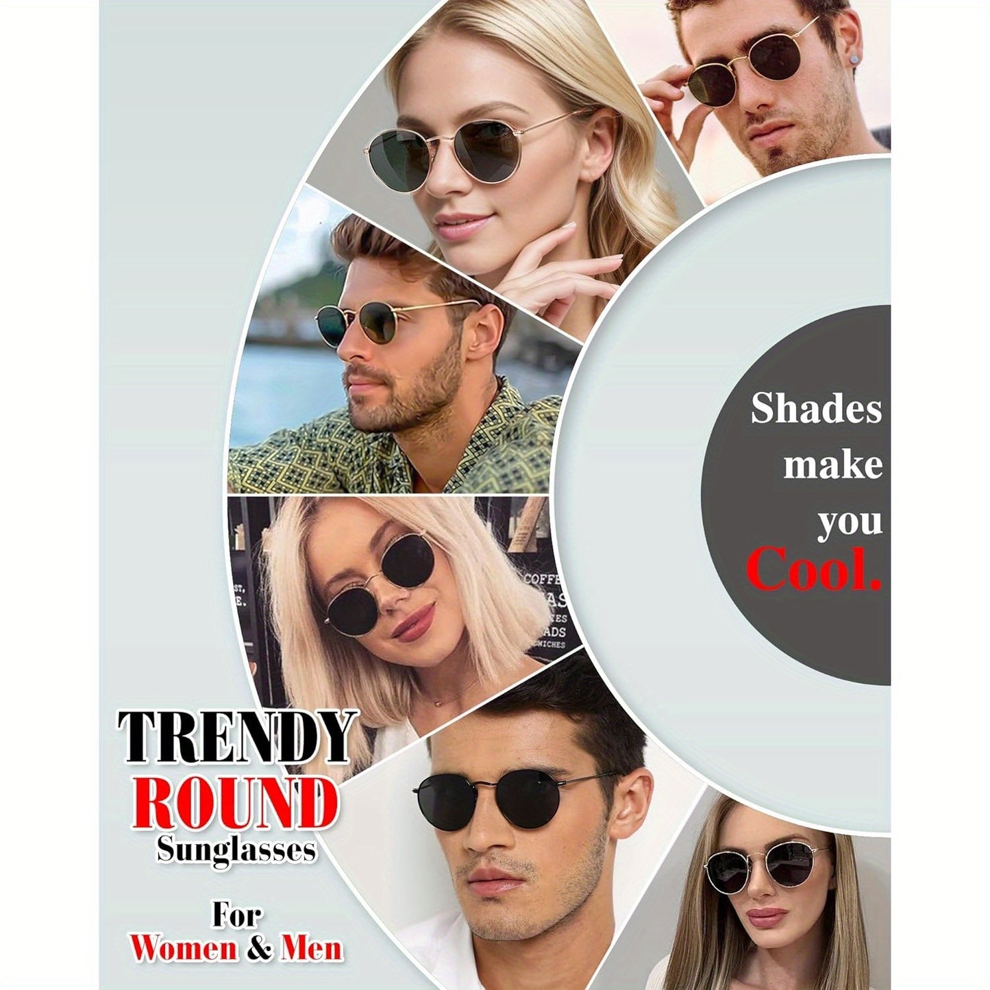 Stylish Polarized Round Sunglasses for Women and Men with UV400 Protection - Ideal for Narrow Faces - Metal Frame MyFave Boutique