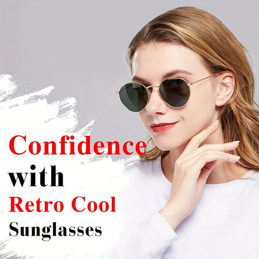 Small Polarized Sunglasses for Women Men Retro Round Sun Glasses for Narrow Face UV400 Protection Metal Frame MyFave Boutique