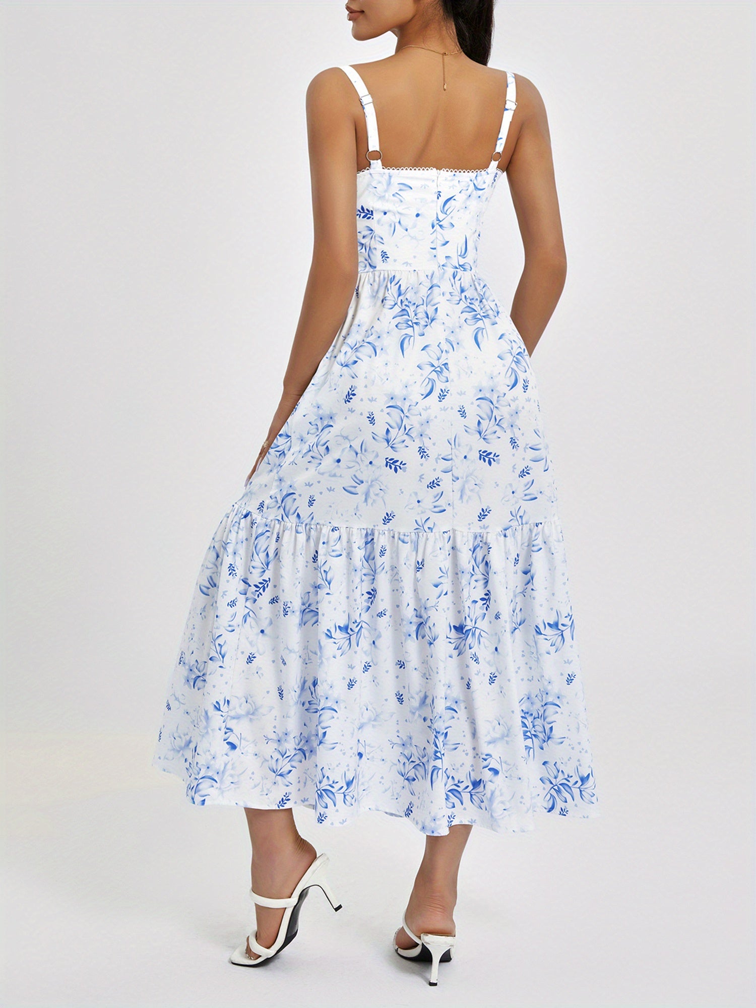 Floral Print Sleeveless Cami Dress: A Stylish Slim Fit Midi Dress for Spring & Summer MyFave Boutique