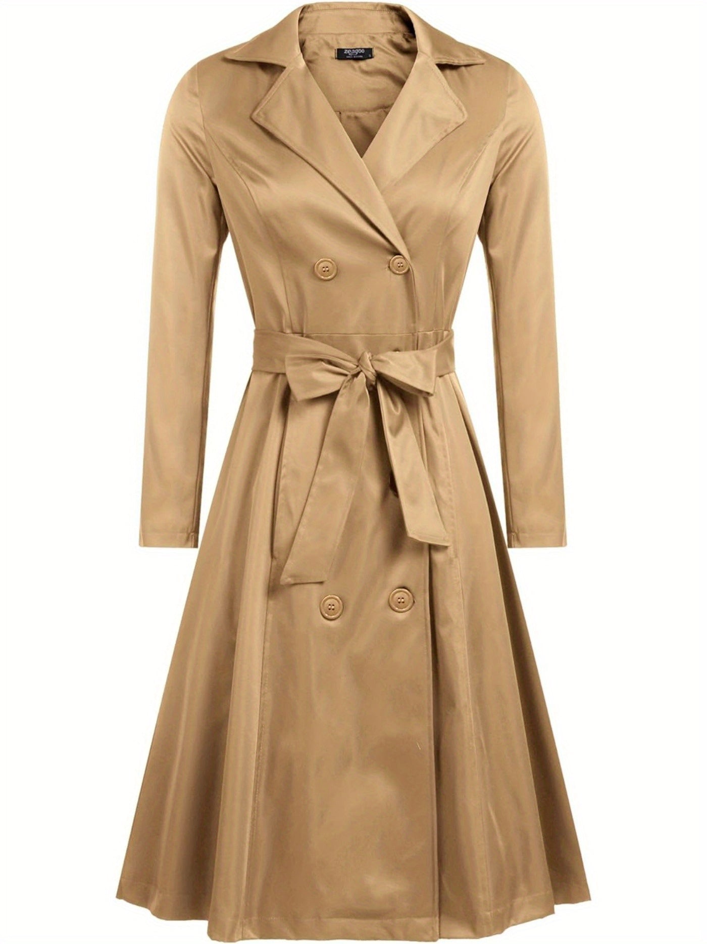 Women's Trench Coats Double-Breasted Long Coat with Belt MyFave Boutique