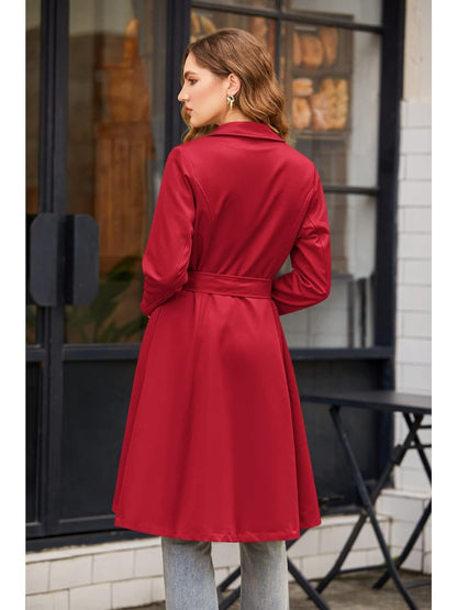 Women's Trench Coats Double-Breasted Long Coat with Belt MyFave Boutique