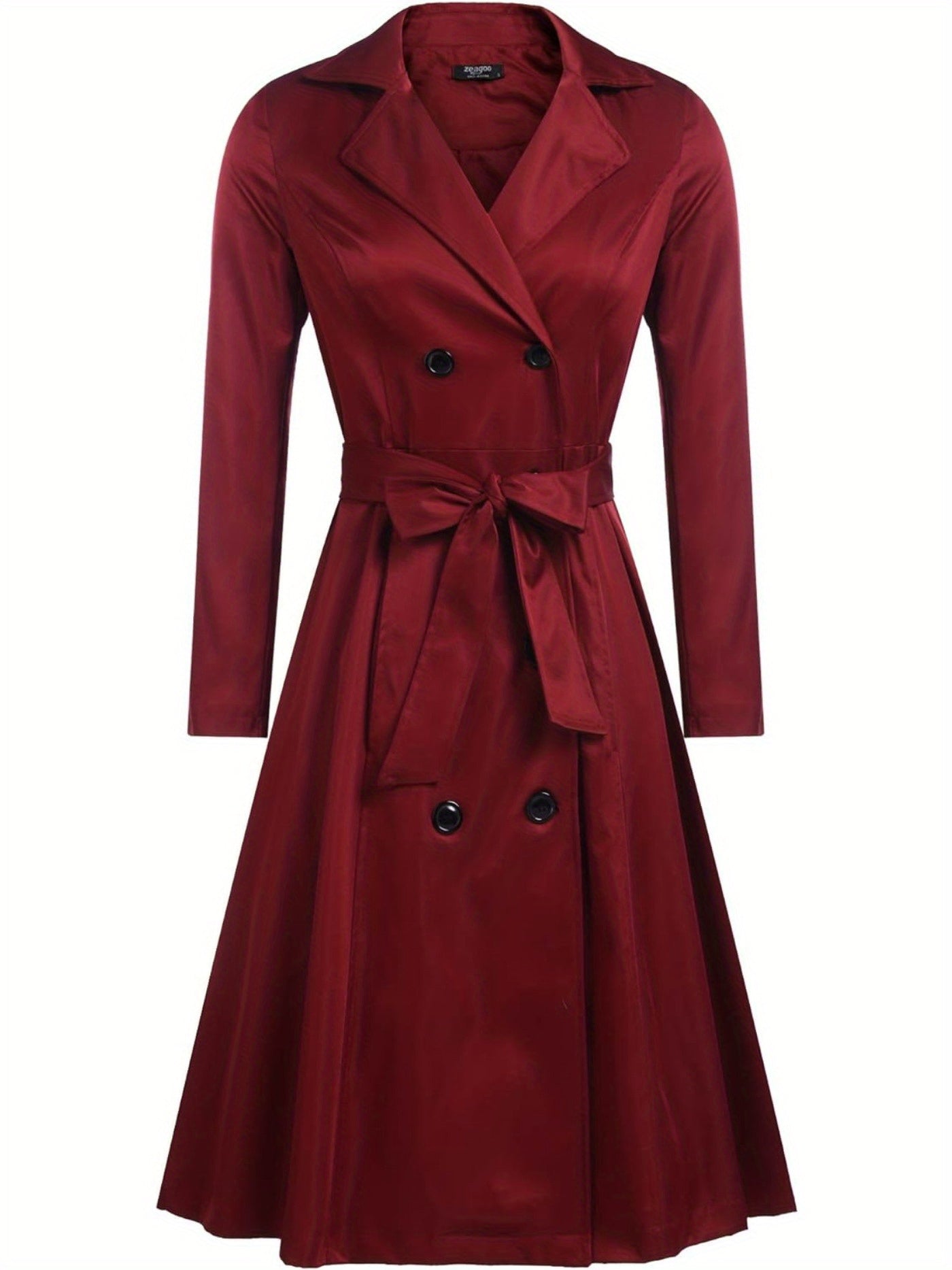 Women's Trench Coats Double-Breasted Long Coat with Belt MyFave Boutique