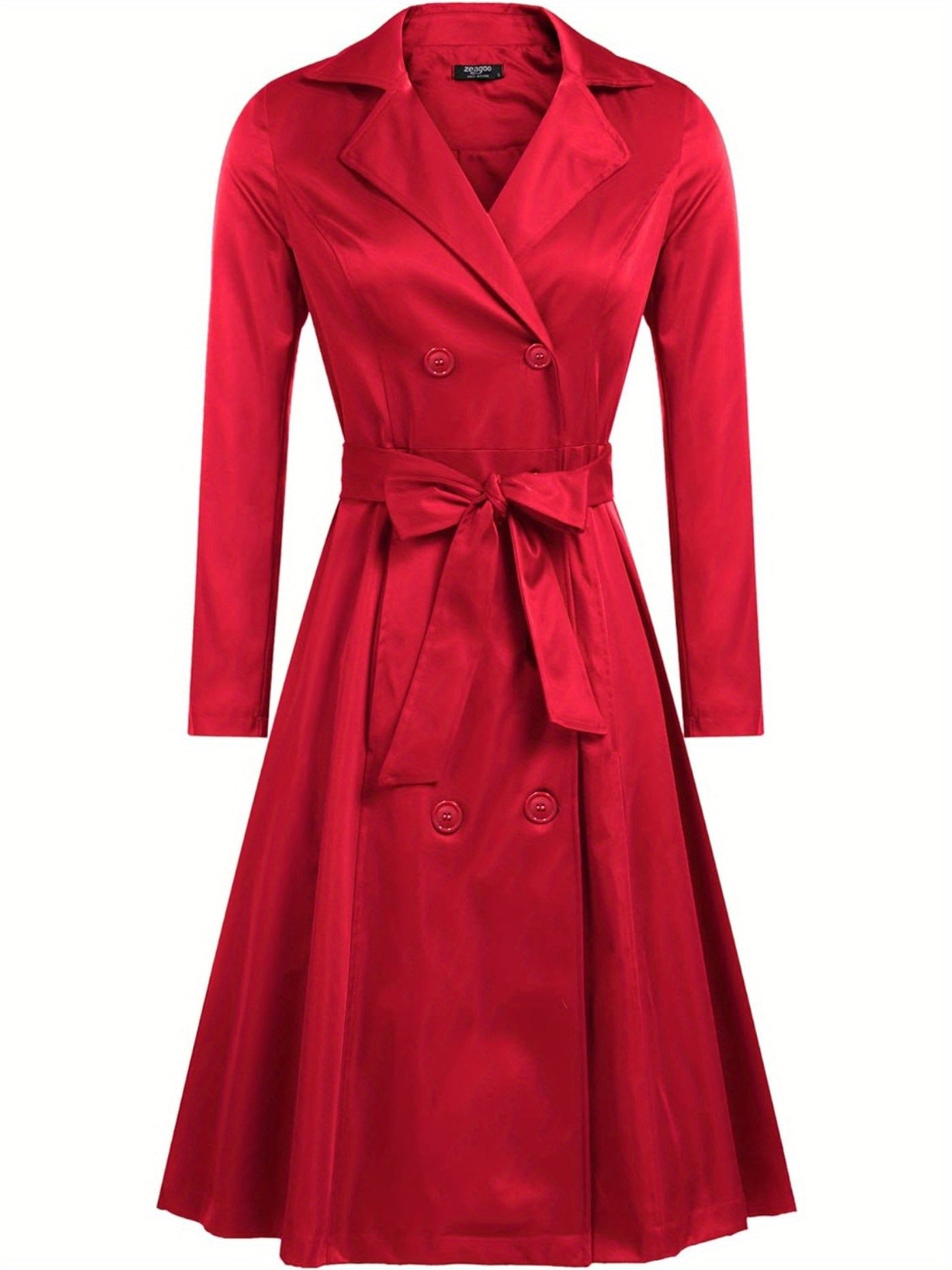 Women's Trench Coats Double-Breasted Long Coat with Belt MyFave Boutique