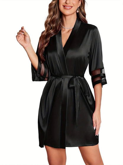 Women's Satin Kimono Robe with Bell Sleeves - Perfect for Bridesmaids, Weddings, and Bridal Parties MyFave Boutique