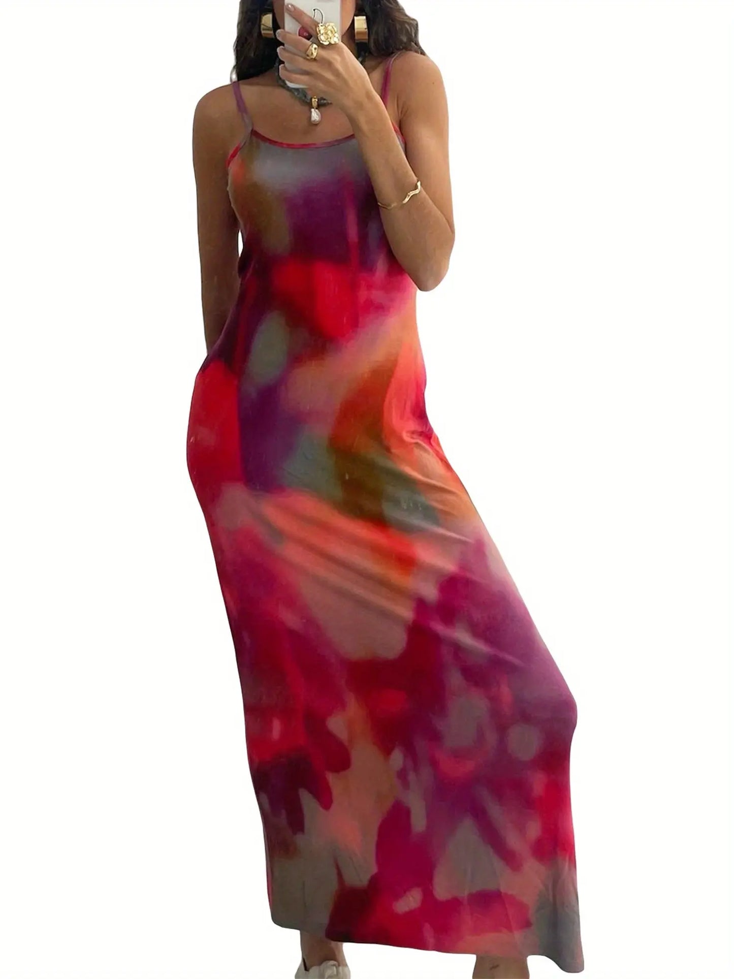 Women Slip Sleeveless Dress Summer Tie-Dye Floral Print Backless Party Dress for Vacation Cocktail Beach Streetwear MyFave Boutique