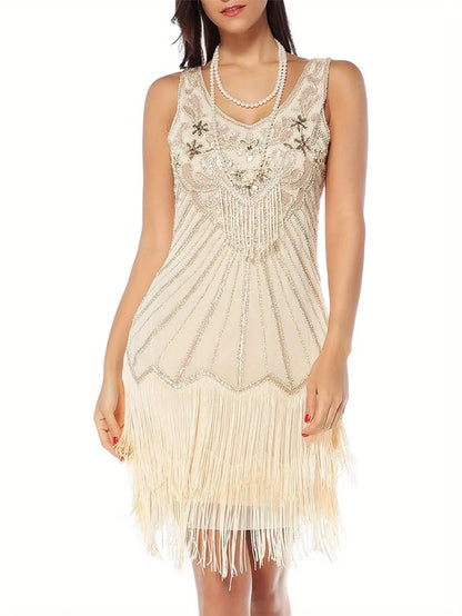 Women's 1920s Flapper Chest Pendant Art Deco Cocktail Fringe Dresses MyFave Boutique