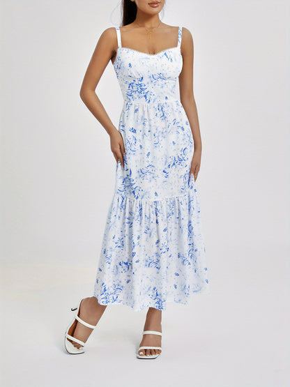 Floral Print Sleeveless Cami Dress: A Stylish Slim Fit Midi Dress for Spring & Summer MyFave Boutique