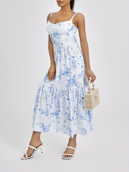 Floral Print Sleeveless Cami Dress: A Stylish Slim Fit Midi Dress for Spring & Summer MyFave Boutique