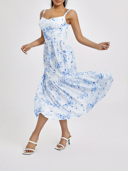 Floral Print Sleeveless Cami Dress: A Stylish Slim Fit Midi Dress for Spring & Summer MyFave Boutique