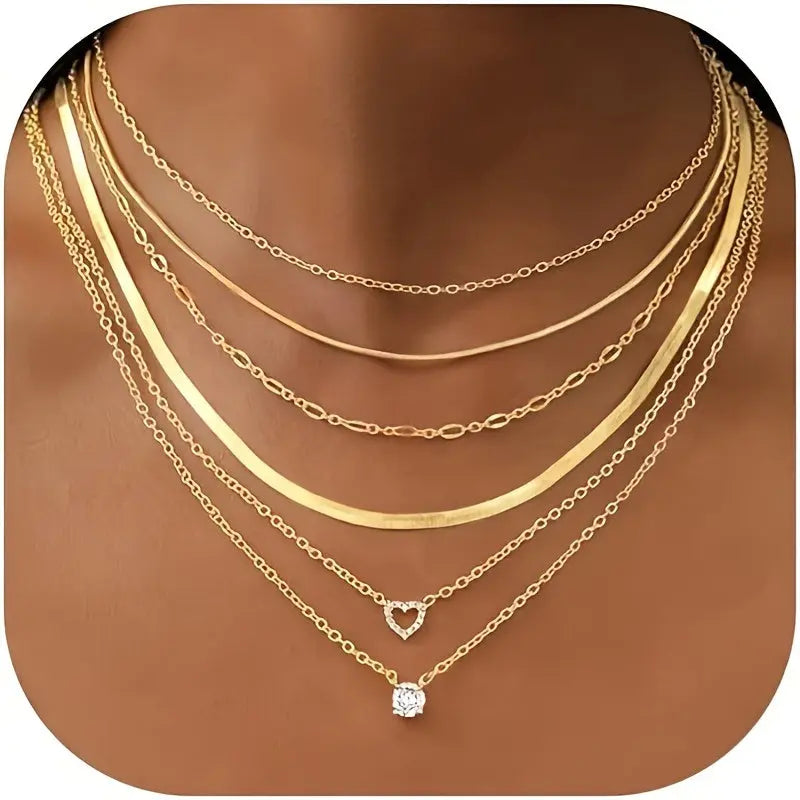 6-Piece Gold Snake Chain Choker Necklace Set - Trendy Jewelry Gift for Women and Girls - Ideal for Any Occasion MyFave Boutique