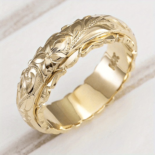 1pc suspension engraved rose flower ring European and American wedding anniversary gift strip ring girl MyFave Boutique