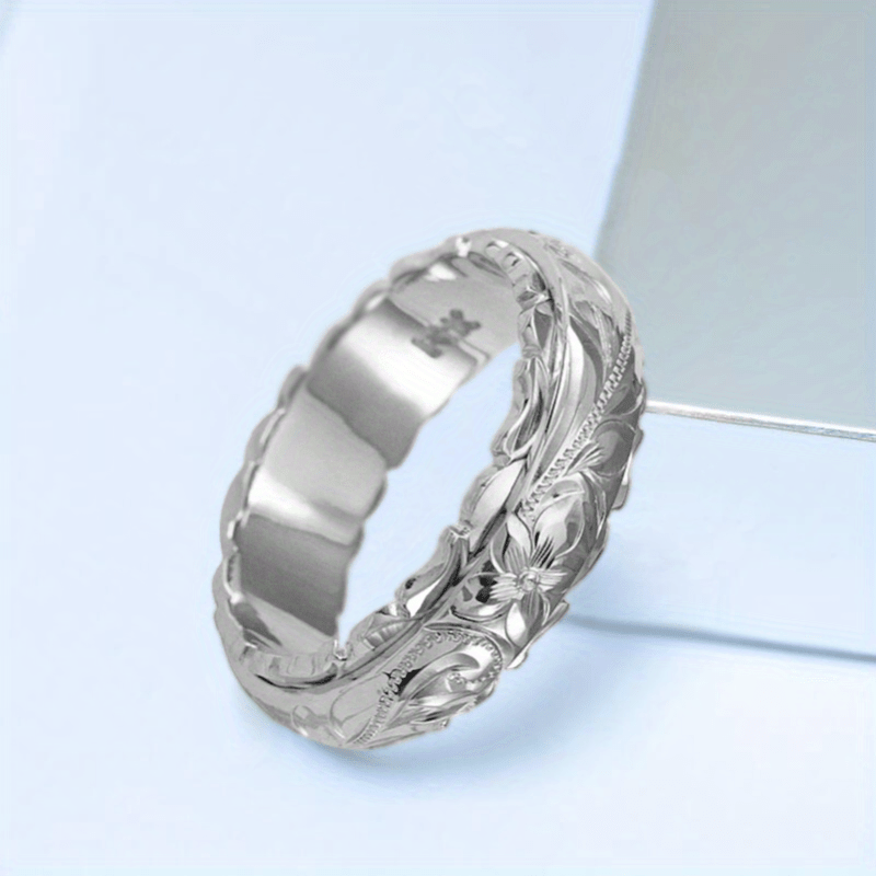 1pc suspension engraved rose flower ring European and American wedding anniversary gift strip ring girl MyFave Boutique