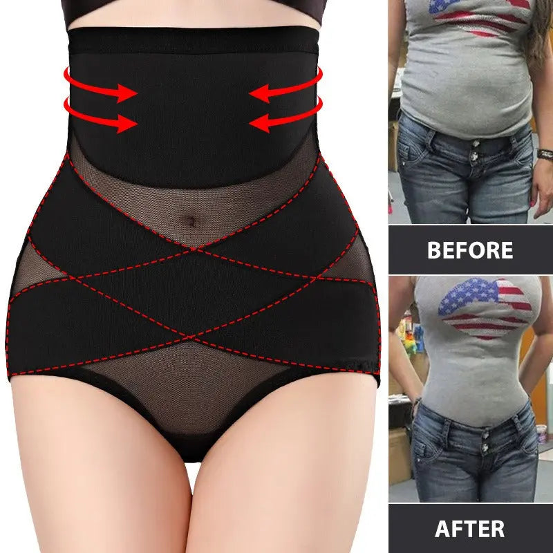 High Waist Tummy Control Shapewear, Cross Compression Abs Slimming Underwear, Breathable Knit Cotton-Lined Waist Cincher, 82% Polyamide 18% Spandex, Postpartum & Post-Surgical Body Shaper for Women - Celebrate Valentine's, Mother's Day & More MyFave Boutique