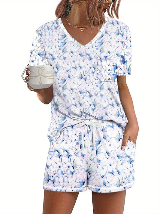 Women's Super-Soft Housewear Pajamas Sets Short Sleeve And Pant Lougewear Nighty Set Fashion Nightwear Sleeping Suit  Housing Suit Casual Lounge Sets Sleepwear Casual Two Piece Pjs With Pockets Plus Size S-XXL MyFave Boutique