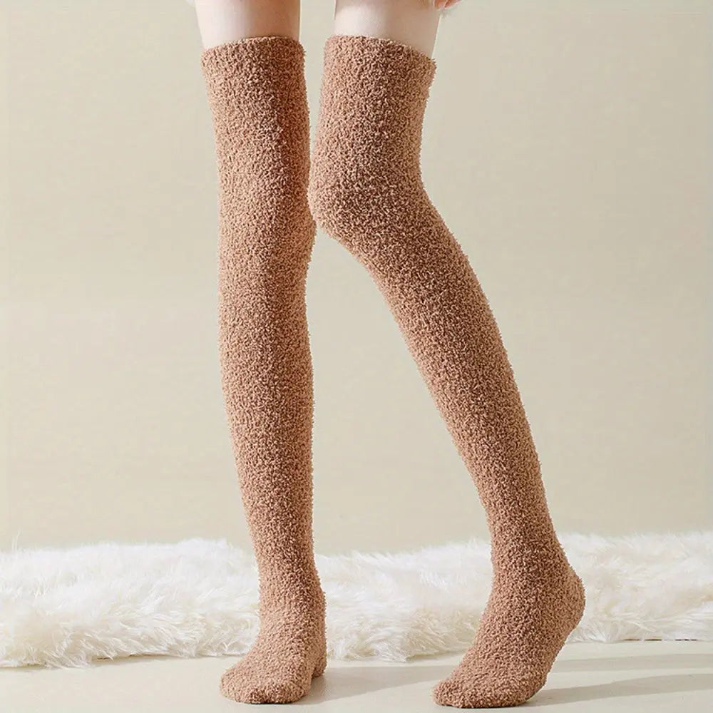 2 pairs 2-Pair Thick & Soft Polyester Knee-High Socks - Winter Warmth Bundle, Cozy & Breathable for Indoor/Outdoor Use MyFave Boutique